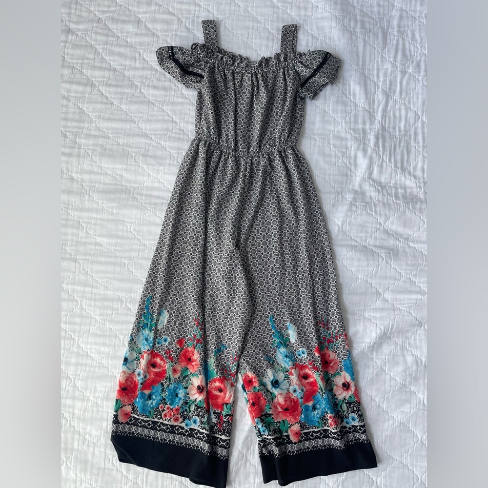Bonnie Jean B/W Floral Jumpsuit